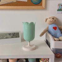 喻娄**is少女心花瓣郁金香化妆刷桶桌面收纳装饰小摆件 花瓣笔筒(绿色)