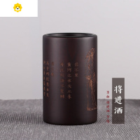喻娄实木笔筒中国风复古刻字木质笔筒桶桌面摆件收纳盒筷子筒商务礼品 将进酒(李白)