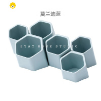 喻娄sty home儿童is笔筒收纳架多功能文具笔可拆分桌面挂墙 莫兰迪 蓝