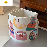 喻娄十七不卖书丨is简约高低三格笔筒办公室桌面学生文具收纳大容量 高低笔筒米白色+旅行小熊贴纸