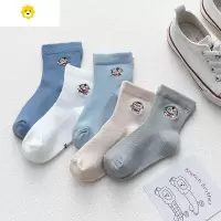 喻娄儿童袜子夏季薄款网眼透气中筒袜男童女童卡通纯色短袜宝宝棉袜潮