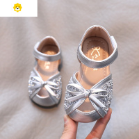 喻娄女童包头凉鞋20年夏季新款1-3宝宝蝴蝶结亮片公主鞋软底学步鞋2