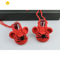 喻娄春秋宝宝鼠耳鞋子初生婴儿满月系带学步鞋0-1岁毛线防滑不掉袜套