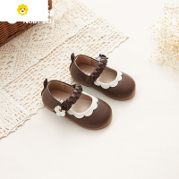喻娄女童小皮鞋公主春秋季女宝宝学步鞋子软底夏季小童防滑小花边单鞋