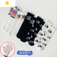 喻娄儿童潮袜is夏季薄款韩版男女童网眼透气中长筒袜黑白字母小腿袜