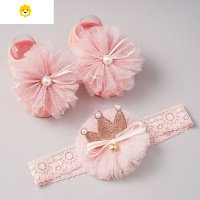 喻娄ChoNoo婴儿发带袜子套装女宝宝头花婴儿船袜组合新生儿满月发饰