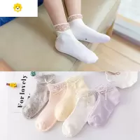喻娄女童袜子春秋薄款公主短袜女宝宝蝴蝶结网眼袜白色学生袜秋季