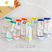 喻娄儿童袜子春秋季薄款韩国潮袜纯色男女童夏天网眼短袜中大童袜
