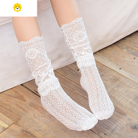 喻娄儿童袜子春秋天薄款女童夏季蕾丝网眼中筒女孩中大童女透气堆堆袜