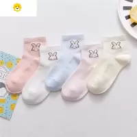 喻娄儿童袜子春秋薄款兔子图案短袜夏季学生中大女童婴儿宝宝短袜