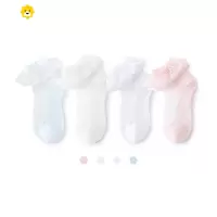 喻娄春秋夏季超薄款儿童短袜女童水晶袜宝宝蕾丝花边公主丝袜子