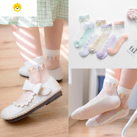 喻娄女童水晶袜夏季薄款玻璃丝袜儿童透气冰丝袜棉宝宝春秋婴儿短袜子