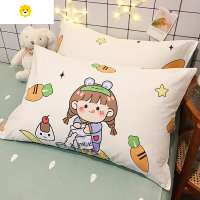 喻娄枕套带枕芯夏季100单人儿童女孩枕头套餐48x74cm一对拍2