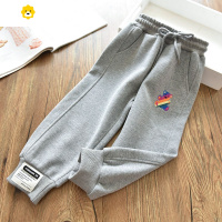 喻娄洋气韩版 女童七彩小熊刺绣贴标休闲裤 儿童宝宝运动卫裤秋新款