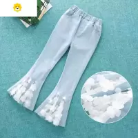 喻娄女童牛仔裤子春秋新款中大童喇叭裤春秋洋气女宝宝儿童休闲长裤潮