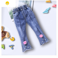 喻娄女童牛仔裤20新款春秋小喇叭裤外穿韩版时髦洋气中大童儿童裤子