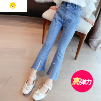 喻娄女童牛仔裤春秋装20秋款6长裤大童7岁小学生微喇叭裤8儿童裤子