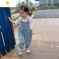 喻娄20秋装新款童装女童运动裤子儿童洋气牛仔裤宝宝春秋薄款背带裤