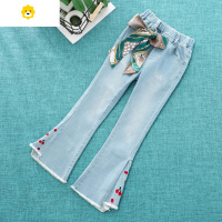 喻娄女童牛仔裤秋装中大童喇叭裤儿童裤子宝宝洋气春秋款小女孩长裤潮