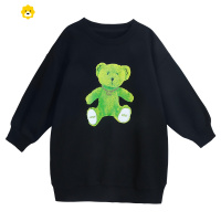 喻娄陈大猪L妈 女童卫衣春秋20早秋新款小熊印花童装长袖薄款衣服