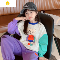 喻娄女童春秋薄款卫衣20春秋新款儿童韩版小熊印花宽松洋气上衣潮