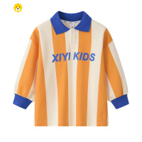 喻娄童装男童POLO衫春秋中大童条纹长袖卫衣T恤上衣女童秋装20新款