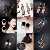 [ 买一送一 ]钛钢玫瑰金耳环女耳饰不褪色耳饰耳线瘦脸