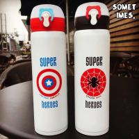 韩版杯子男女孩卡通儿童小学生弹跳美国队蜘蛛侠超人杯保温杯