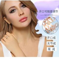 开口戒指镀银指环镀18K时尚日韩个性夸张食指镶嵌钻戒指女