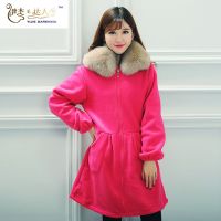 韩版成人羽绒服罩衣女围裙长袖修身加绒加厚防污防油护衣外套冬季