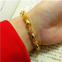 【送戒指】仿金999足金24k金越南沙金手镯转珠开运手环镀金手链