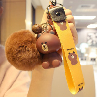 布朗熊钥匙扣女韩国创意可爱毛绒蒙奇奇钥匙链女情侣书挂件挂饰
