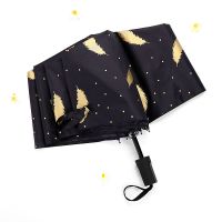 雨伞小清新烫金羽毛折叠黑胶太阳伞晴雨两用防晒防紫外线女遮阳伞