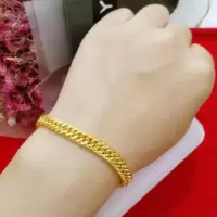 欧币仿金饰品马鞭情侣手链女金色双龙头男镀金沙金手链久不色