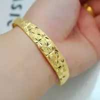 [买手镯+送戒指]镀金仿真金24K金手镯999足金手链手环镀沙金