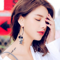 条纹五角星日韩夸张不对称耳环流苏时尚个性欧美耳坠耳钉女