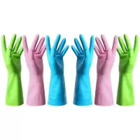 6双装厨房清洁家务乳胶洗碗洗衣服橡胶胶皮刷碗手套薄款防
