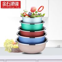 金石港能加厚不锈钢盆打蛋盆彩色缤纷家用圆形汤盆和面加深洗菜盆