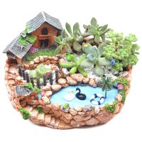 多肉树脂花盆地面简约创意大口径空中花园微景观绿植花盆陶瓷拼盘