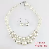 日韩国时尚新娘仿珍珠项链耳环套装女短款百搭优雅装饰锁骨链配饰