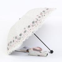 [黑胶蕾丝]雨伞黑胶太阳伞女睛雨伞防紫外线遮阳伞折叠伞三折伞