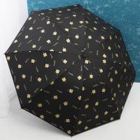 雨伞小清新烫金金花折叠黑胶遮阳伞晴雨两用防晒防紫外线女太阳伞
