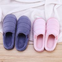 棉拖鞋女冬季简约纯色室内厚底保暖防滑舒适棉拖情侣居家跟拖鞋