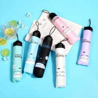 布朗熊创意遮阳伞黑胶防晒防紫外线小清新三折伞小熊动漫卡通雨伞