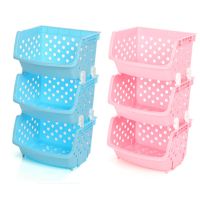 厨房置物架 果蔬收纳筐玩具收纳箱多层叠加菜篮子塑料蔬菜置物架