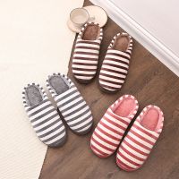 棉拖鞋女秋冬2018新款室内厚底防滑情侣款毛拖鞋居家格子保暖女鞋