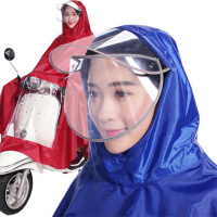 [单、双帽檐带防雨面罩]摩托车电动车自行车雨衣单人 双人雨披