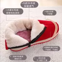 老北京布棉鞋男女冬季居家保暖毛毛拖鞋加绒加厚防滑老人手工棉鞋