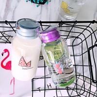 韩版便携潮流玻璃杯子女男可爱学生家用随手杯泡茶杯套装300ml