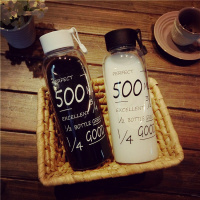 韩版时尚可爱简约玻璃杯创意杯学生可爱提绳女情侣便携随手杯